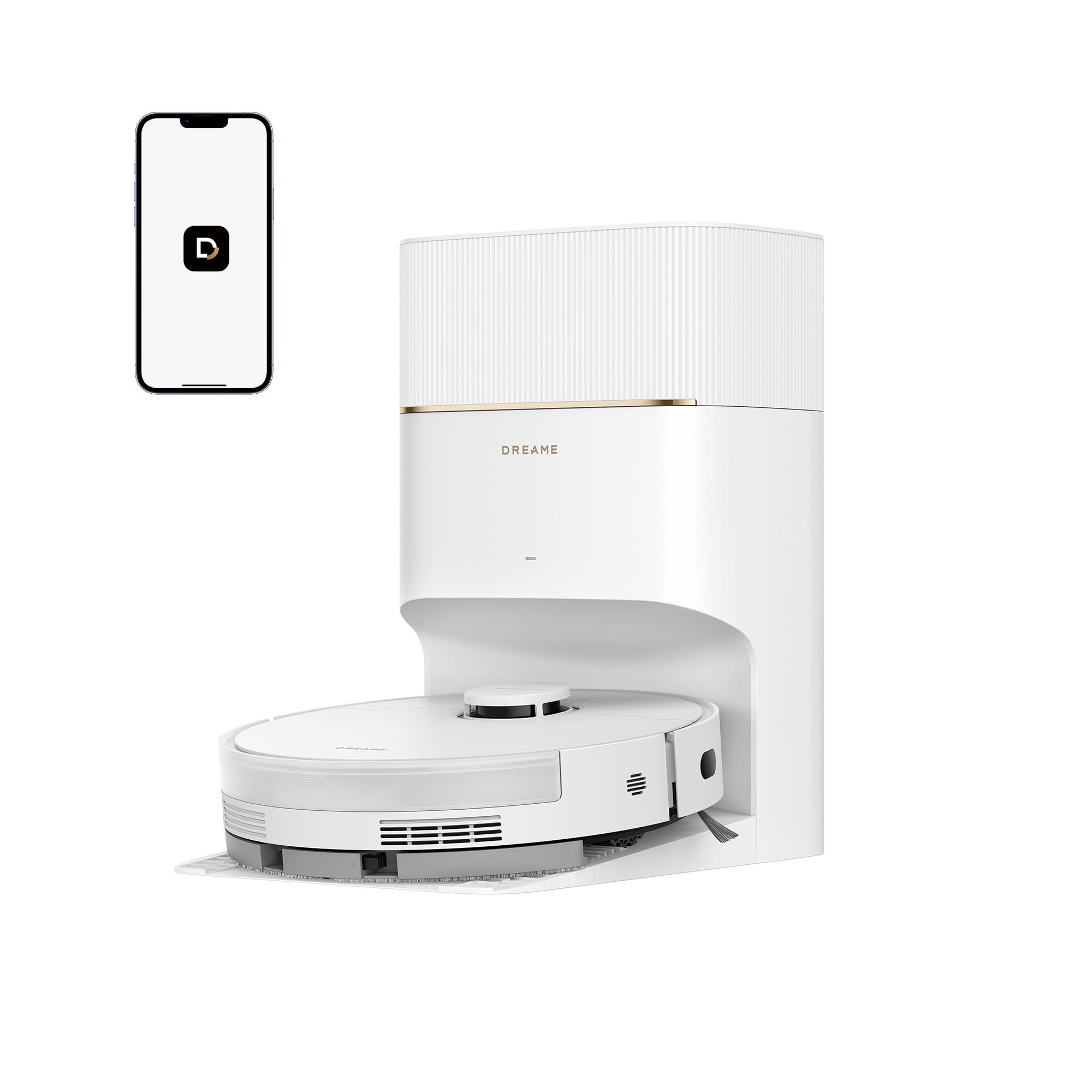 dreame D20 Pro Plus Robot Vacuum, 13,000Pa Suction, DuoBrush for Pet Hair, Corner Cleaning, Self-Emptying, LDS Navigation & Laser Avoidance, 2-in-1 Vacuum&Mop, Hard Floors&Carpets, 5,200mAh Battery