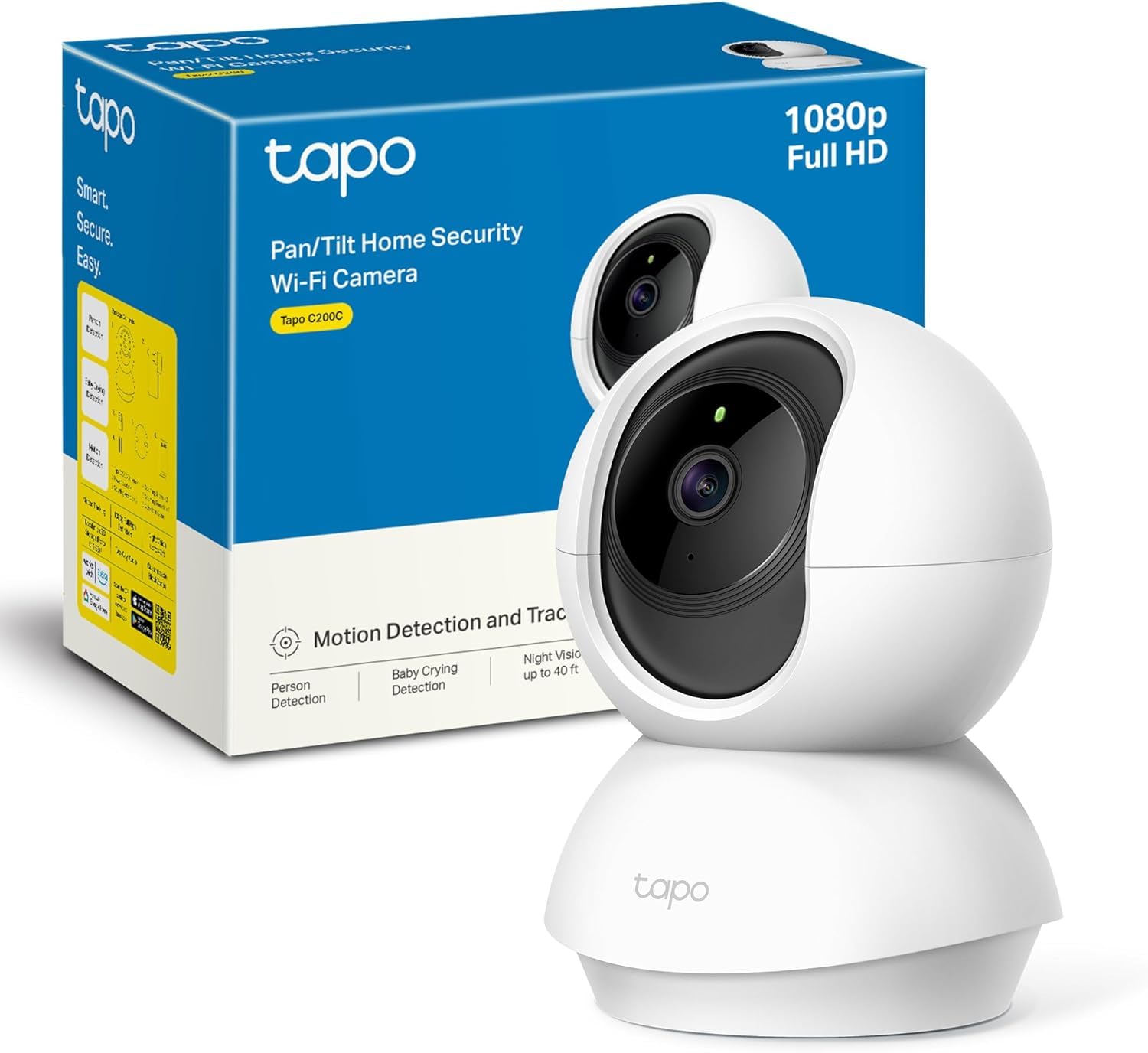 Tapo C200C 360°-WLAN-Überwachungskamera für den Innenbereich, 1080P, Nachtsicht, Bewegungserkennung, Zwei-Wege-Audio, kompatibel mit Alexa und Google Assistant, für Babys/Haustiere