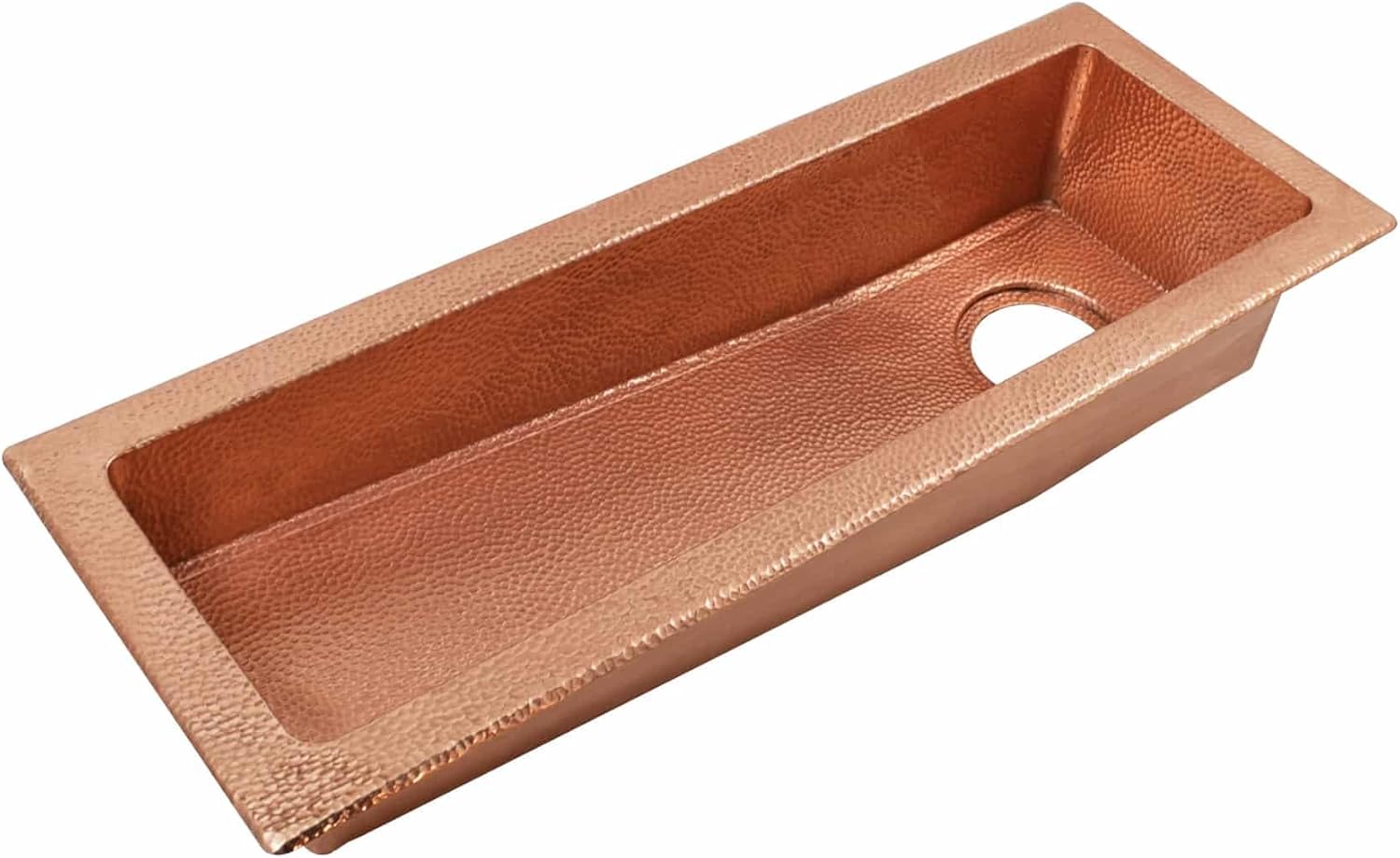 Native Trails Rio Chico Hand Hammered Copper Trough Universal Mount Bar/Prep Sink Polished Nickel Hammered,Polished,Nickel Finish