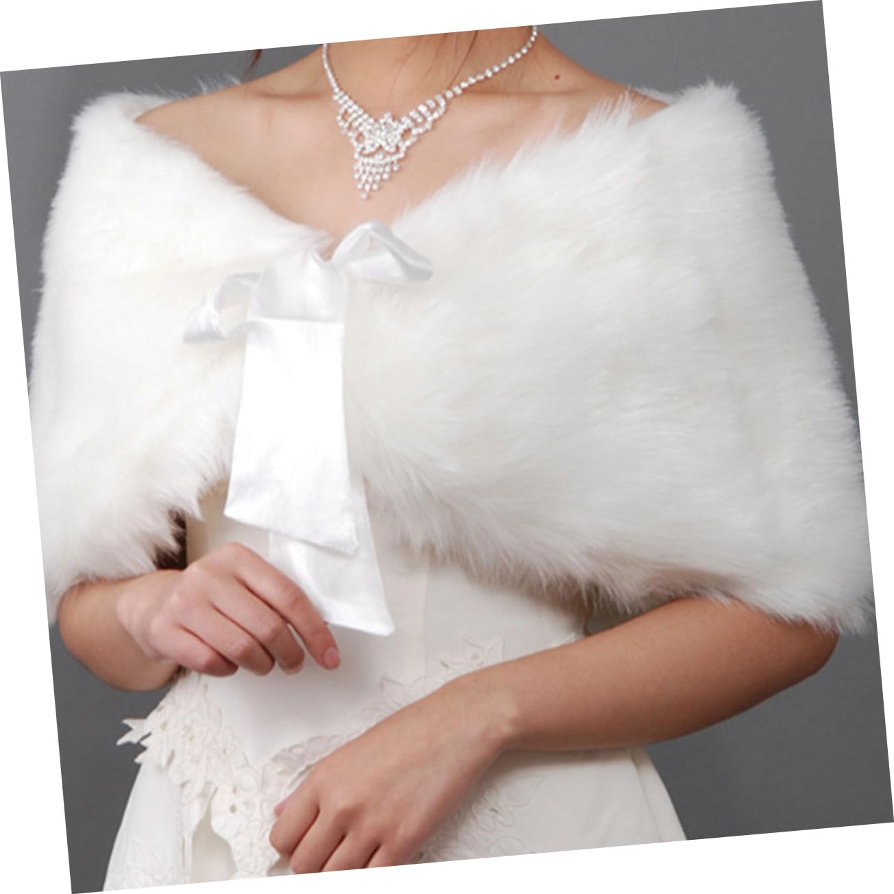 2piezas Chal De Novia Elegante y Cálido Para Invierno Estola De Para Ceremonias y Fiestas