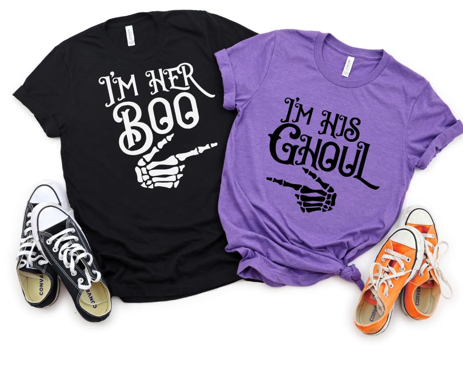 Her Boo His Ghoul His and Her Halloween Couple Outfits, His and Her Halloween Shirts, Matching Halloween Shirts For Couples, Halloween Tshirt Couple For Boyfriend, Girlfriend, Husband and Wife.3
