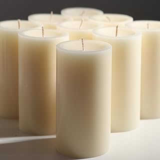 Set of 12 Ivory Pillar Candles - 2.8x6 inch Hand-Poured Large Pillar Can...