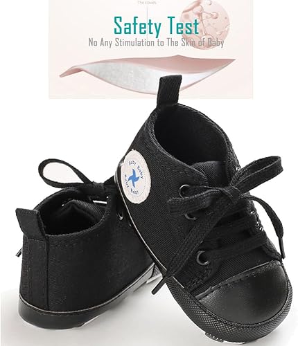 Vista 3 de Zapatos de lona para bebés recién nacidos, suela suave, para los primeros pasos, zapatos planos para niños pequeños, zapatos de mezclilla unisex