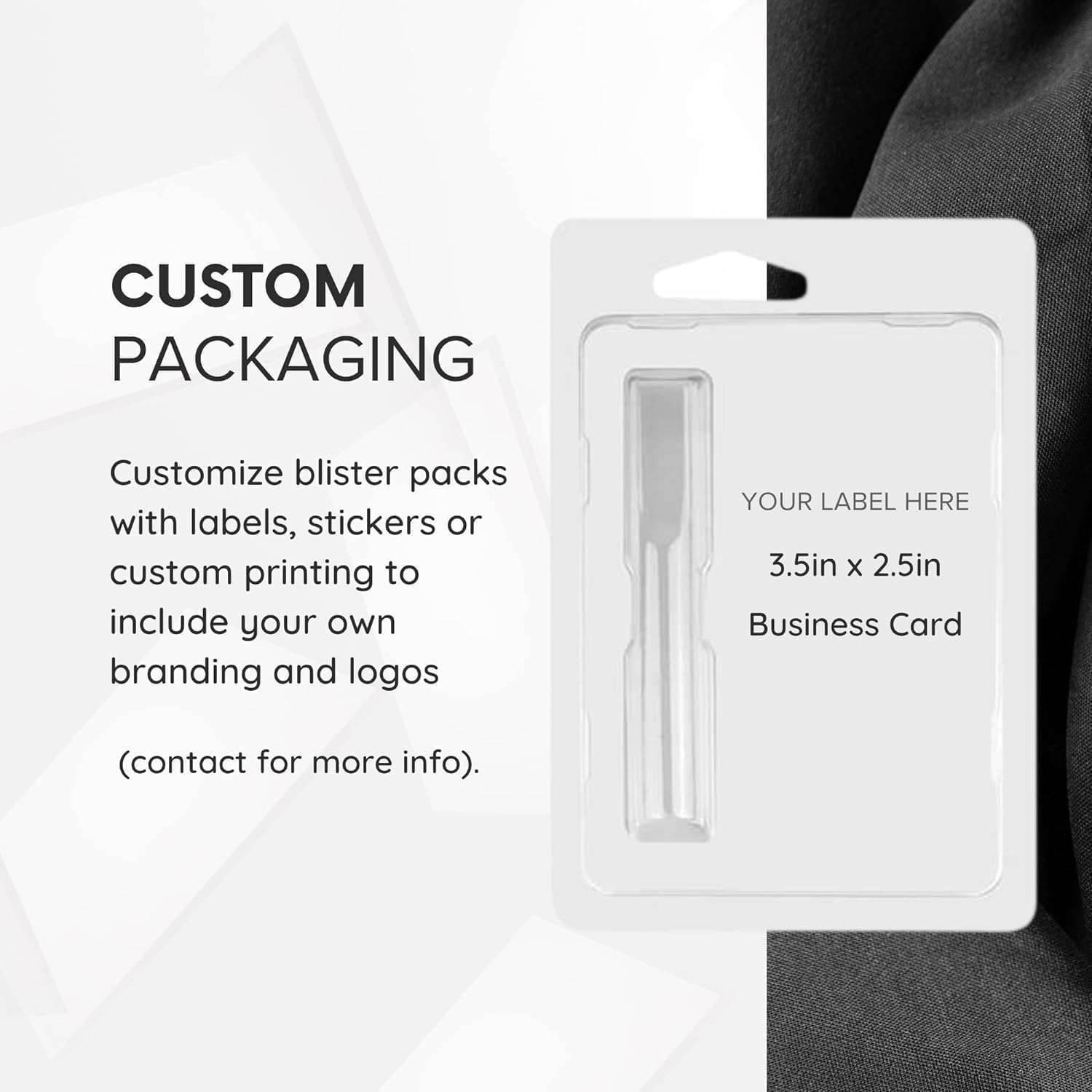 Clamshell Cartridge Packaging 1ml x 200 | Flat Tip Clamshell Containers | Clear Clam Shell Container with Hang Holes (200 Count)