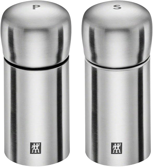 ZWILLING 39500-025-0 Spices Salt and Pepper Grinders, Stainless-Steel, Silver, Set of 2, 5 x 5 x 10 cm