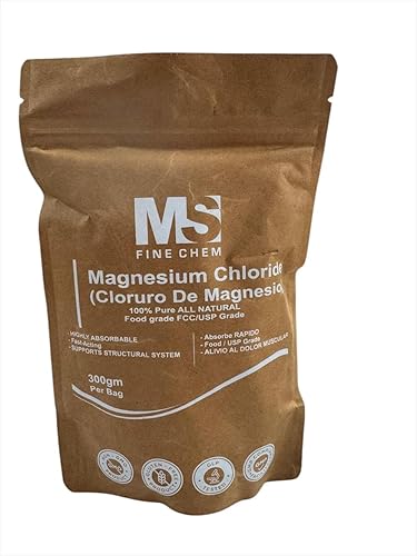 Cloruro de Magnesio 100% Cloruro de magnesio puro grado alimenticio 10.58 oz de magnesio comestible altamente absorbible para uso diario como