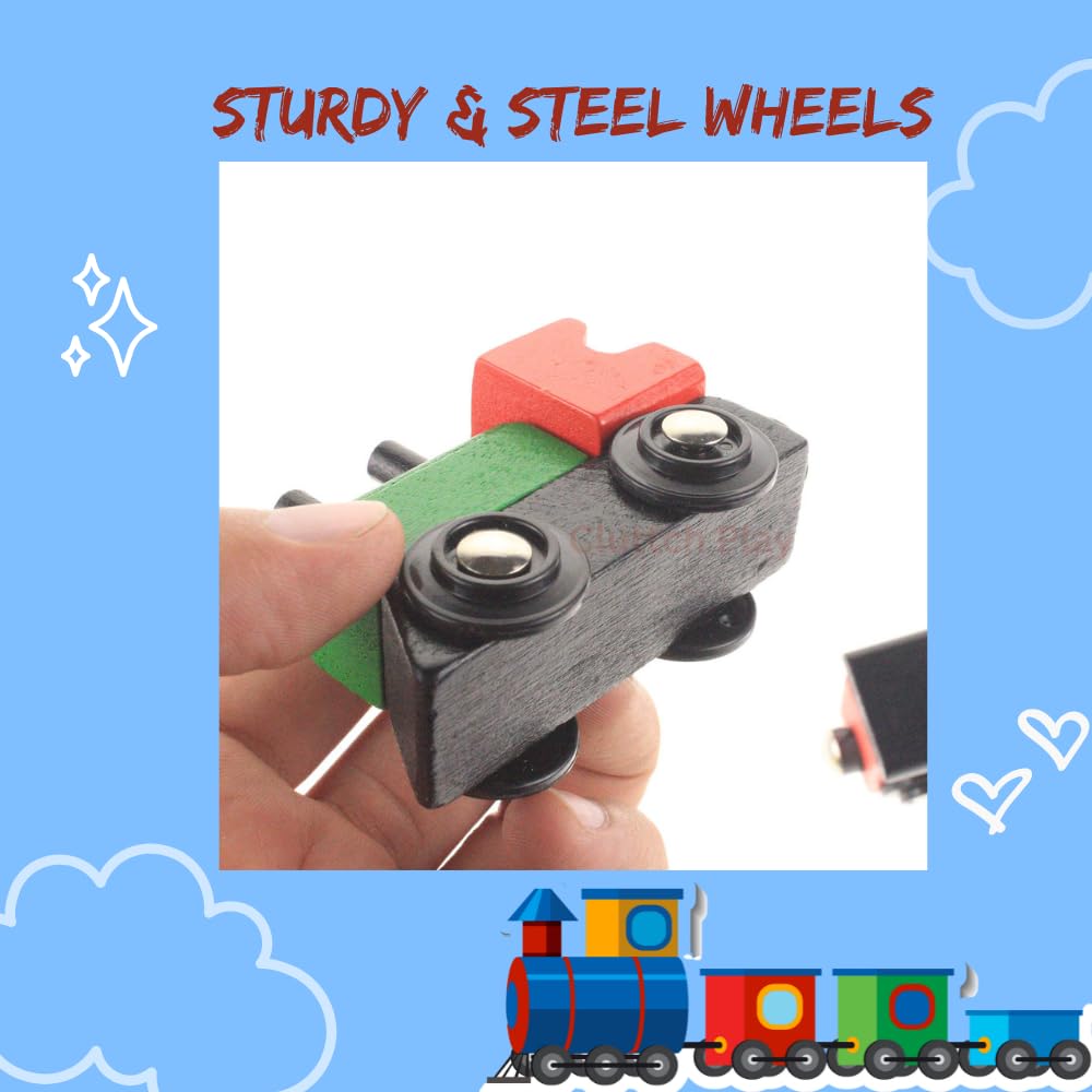 Wooden Toy Train Carriage Set of 4 Pieces | Magnetic Connectable Train Cars for Kids | Engine & Coach Set for Toddlers | Montessori Toy Gift (Model 5 Goods) 1