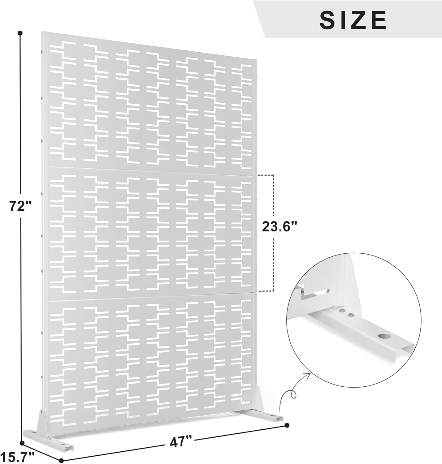 Elevens Metal Privacy Screen Outdoor Patio Screen Panels Freestanding Decorative Screen Set with Stand for Deck Patio Balcony Garden Outdoor&Indoor, White-Brick