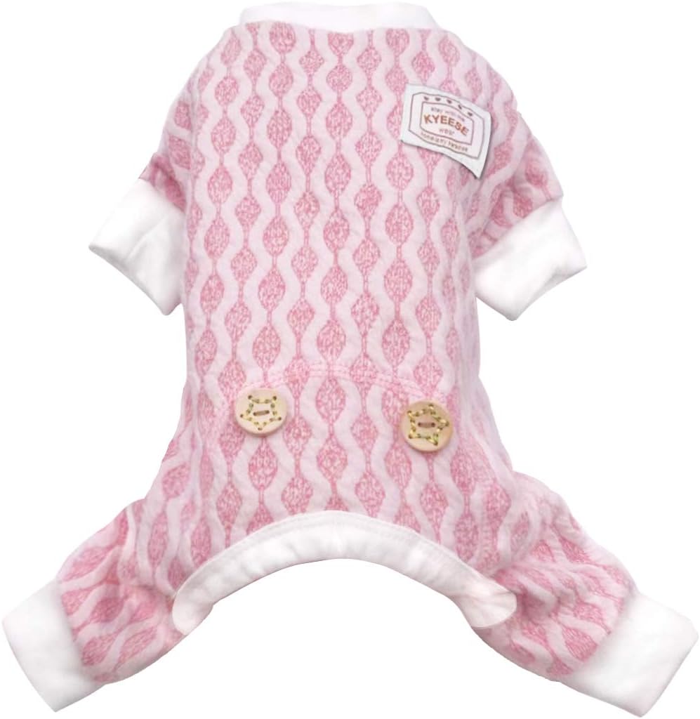KYEESE Dog Pajamas Small Cotton Pink Dogs Pjs 4 Legs Jumpsuit Cat Pajama Hair Shedding Cover