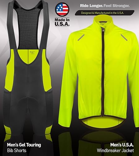 Vista 9 de AEROTECHDESIGNS Men's USA Windbreaker Jacket Packable Safety Yellow Windproof Cycling Coat Made in USA