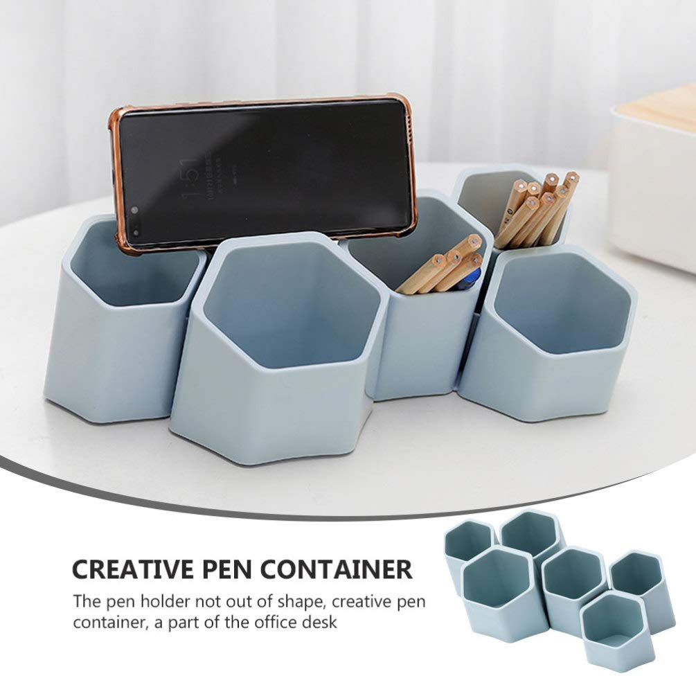 Porte-stylo Pot à crayons Fournitures de bureau Organisateur de stockage Conteneur 6pcs Blanc Étudiant Stylo Maquillage Porte-pinceau Organisateur de bureau Conteneur mural Porte-maquillage Porte-cosm