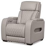 Boyington Contemporary Leather Match Power Recliner with Adjustable Headrest&comma; Cup Holders&comma; USB Port and Air Massage System&comma; Light Gray