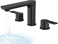 SUBEIXI Matte Black Roman Tub Faucet Deck Mount 3-Hole Widespread Bathtub Filler with Valve - Easy Install Stainless Steel