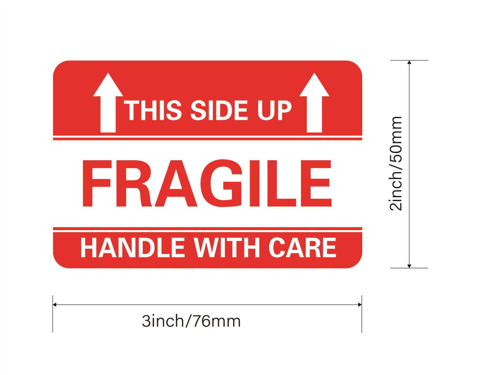 100 2x3 Fragile This Side Up Handle with Care Sticker for Box Envelope Shipping Label, White, 2x3 inches - Image 2
