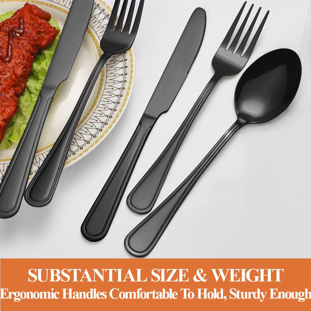 Silverware Set,20-Piece Stainless Steel Flatware Set for 4,Food-Grade Stainless Steel Cutlery Set, Dishwasher Safe, Mirror-Finished Utensil Sets,Reusable Cutlery Set,Black — Amazon image 5