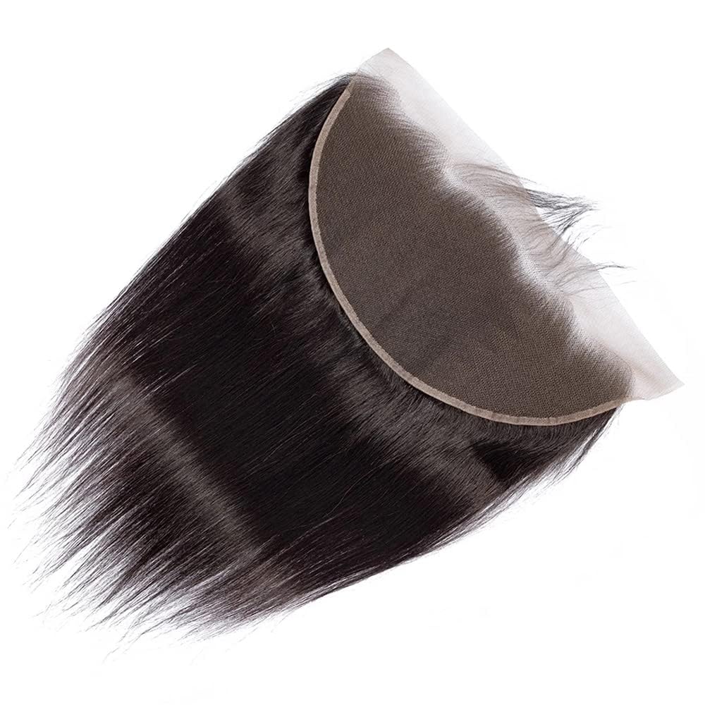 13x4 Ear To Ear Straight Lace Frontal Closure Transparent HD Human Hair With Baby Hair Knots 100% Virgin Remy Human Lace Frontal Closures 150% Density Natural Color (14 Inch,Straight frontal)