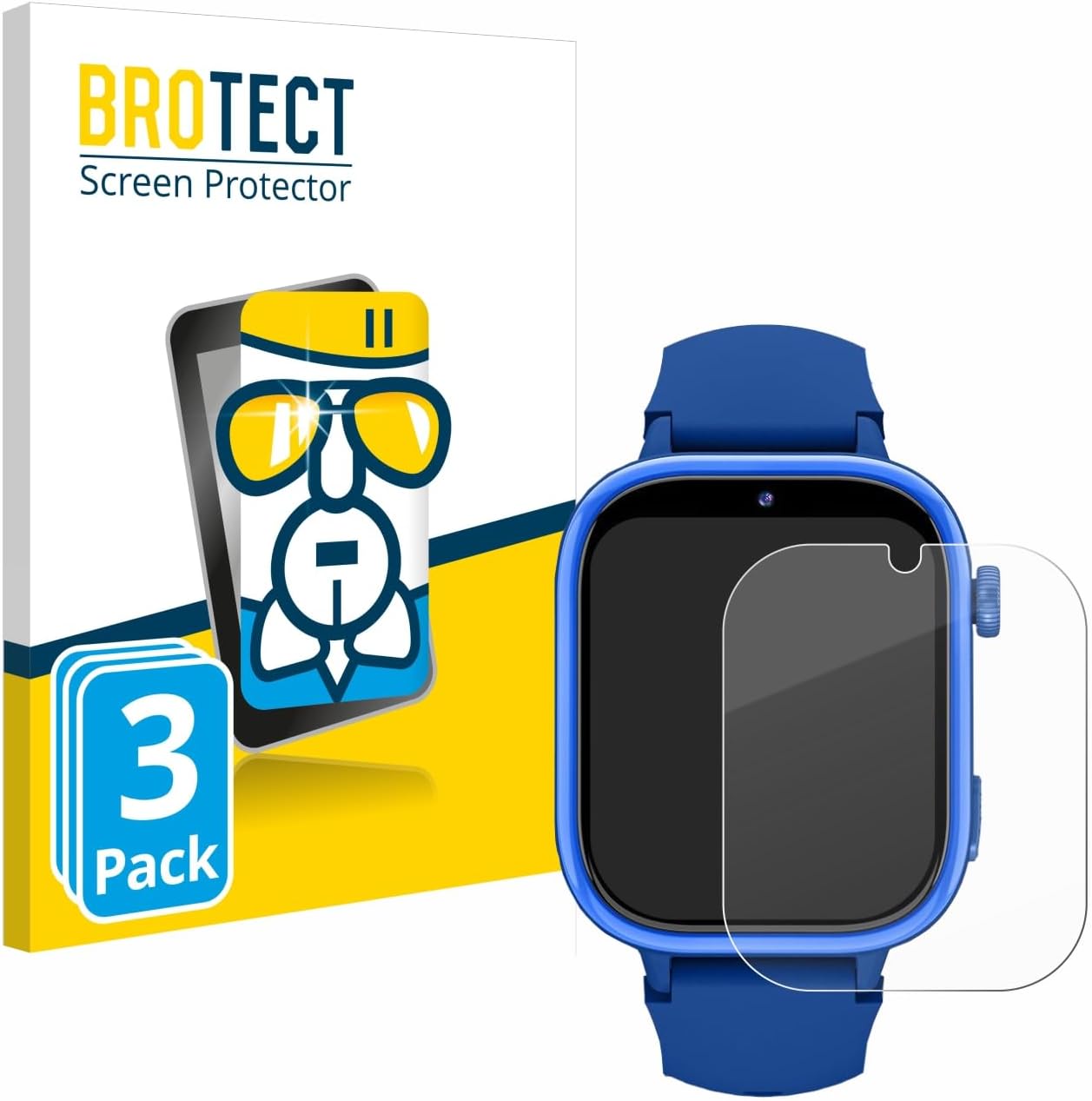 brotect Glass Screen Protector Film Compatible with Banlvs 4G Kids Smartwatch 1.83" (3 Pack) - Glass-Foil Protection [Scratch Resistant]