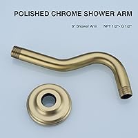 Vista 5 de Brazo de ducha curvo en forma de "S" de 8 pulgadas con brida, extensión de cabezal de ducha de acero inoxidable de repuesto, brazo de tubo