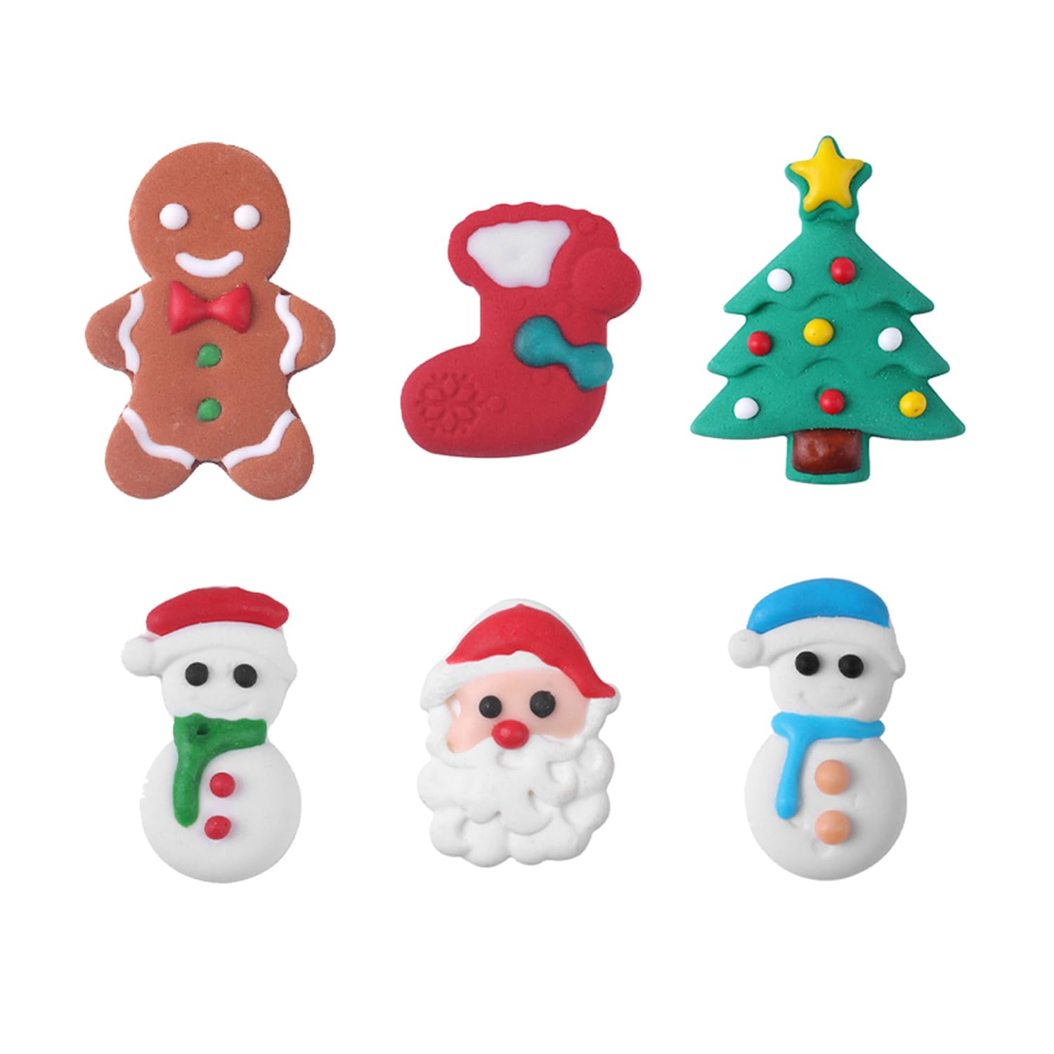 Christmas Icing Decorations 27 Counts Edible Royal Icing Cake Decoration Gingerbread Man Christmas Tree Snowman Santa Claus Xmas Stocking for Holiday Party Cake Topper