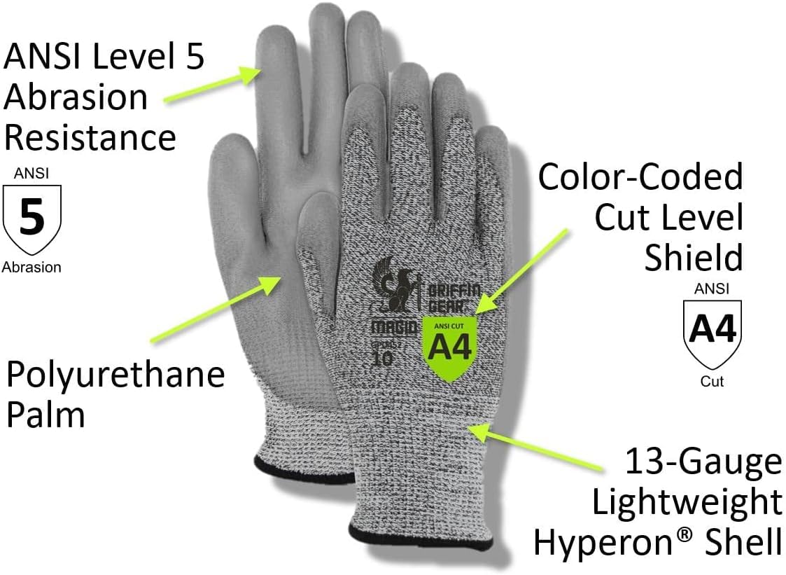 MAGID GPD45 GPD45 GPD4529 12 paires de gants de travail résistants aux coupures en polyuréthane et nitrile 9/L