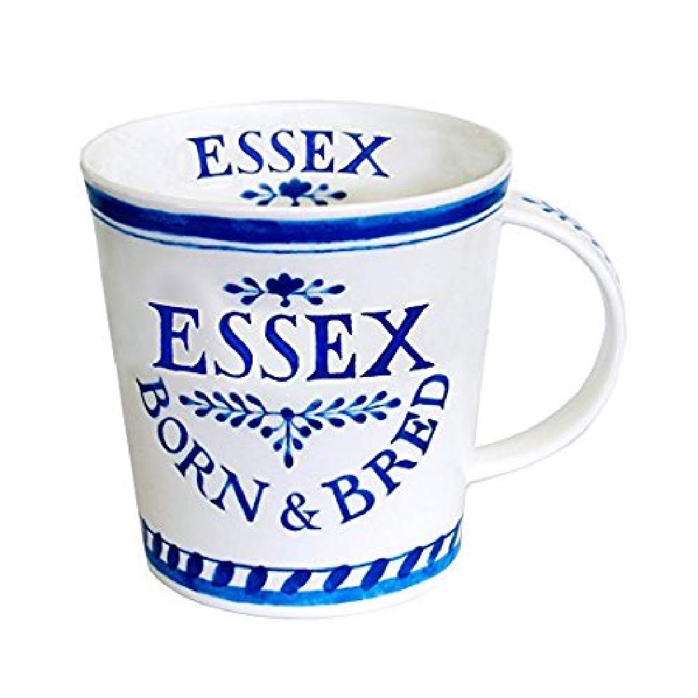 Mug en porcelaine fine Dunoon Cairngorm Born and Bred in Essex bleu et blanc