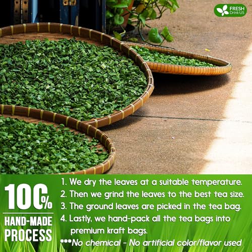 Image of FreshDrinkUS, Premium 75 Pandan Leaf Tea Bags, 100% Natural & Pure from Pandan Leaves. Loose Leaf Pandan Herbal Tea. Made with Natural Material Tea Bags. No Sugar, No Caffeine, No Gluten, Vegan.
