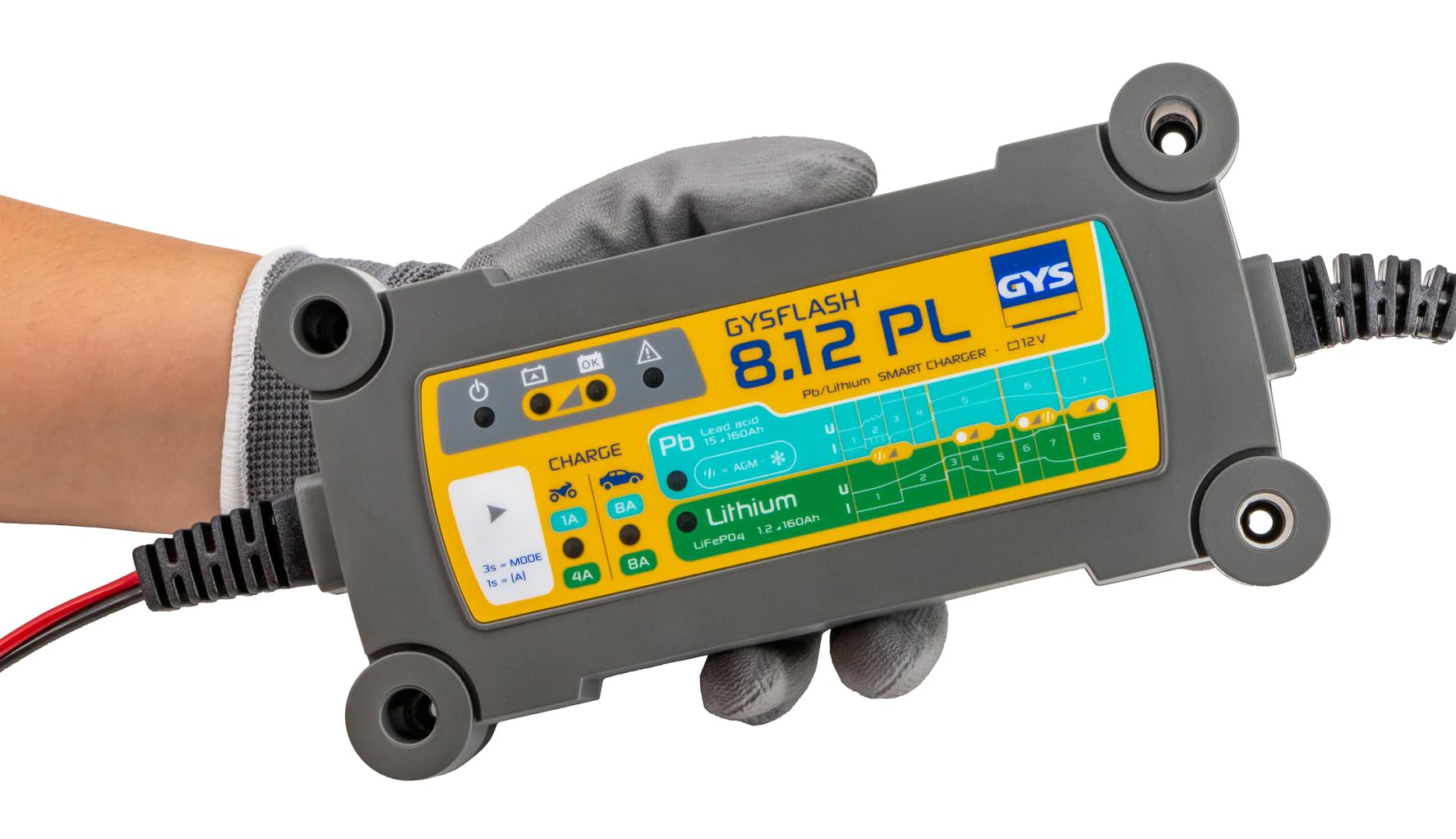 GYS Cargador de batería de Coche para Coche Moto Batería desde 15 1.5Ah 069282