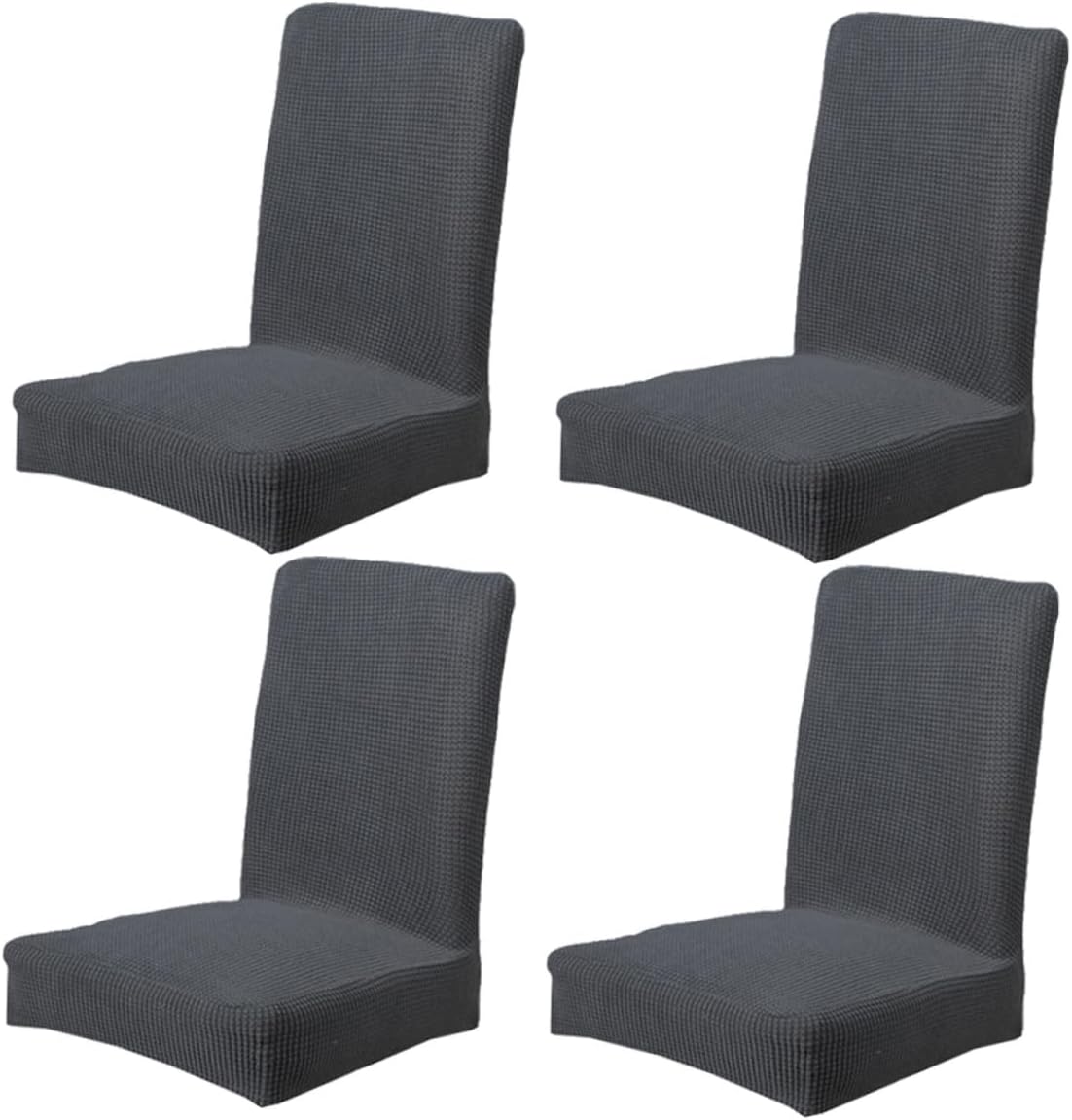 Sosoport 4pcs Elastic Polyester Dining Chair Covers Stretchy Seat Protector Full Removable Slipcovers for Home Office Washable Grey Chair Seat Covers