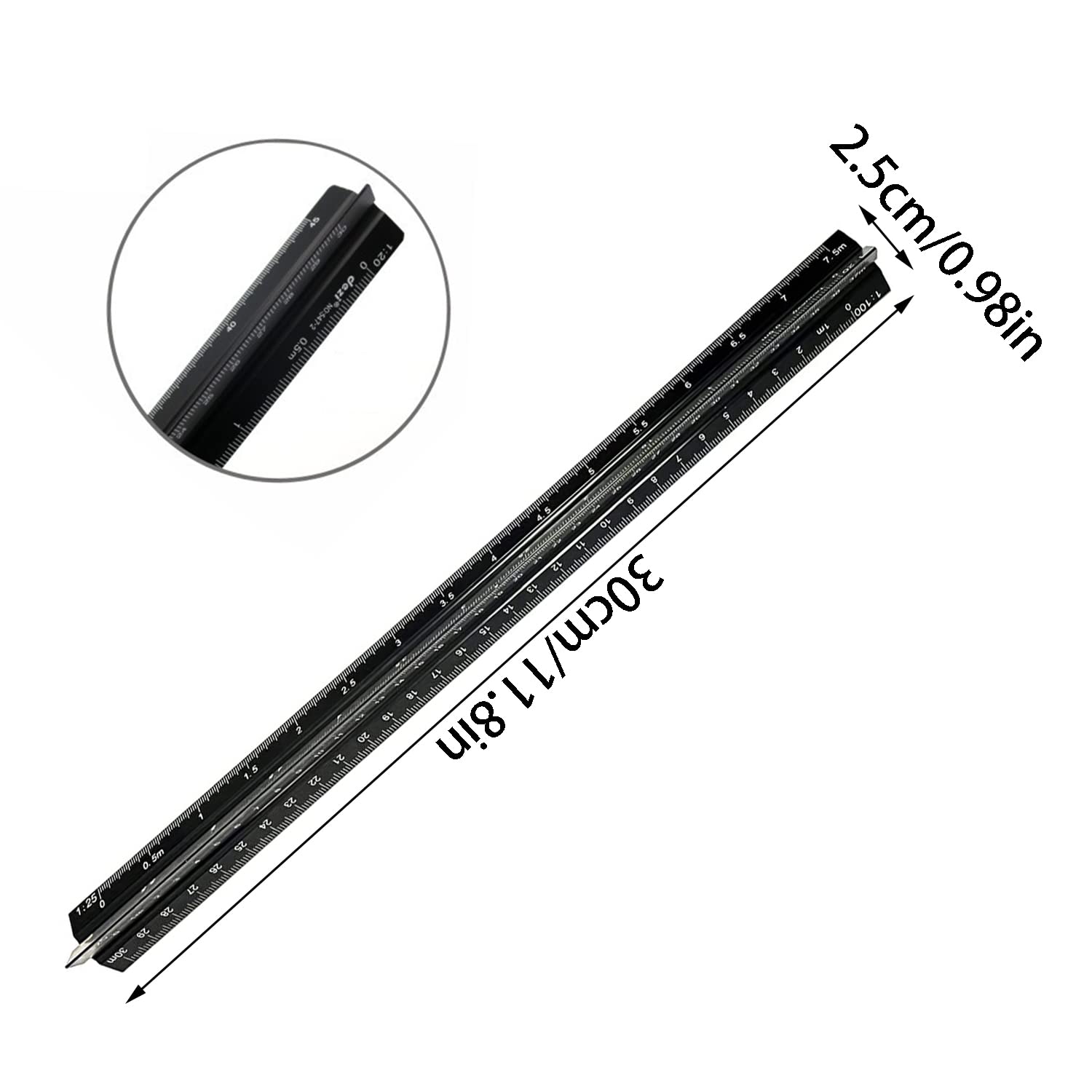 Righello In Metallo Per Architetti DRERIO - 30 Cm, 6 Scale, Precisione Laser