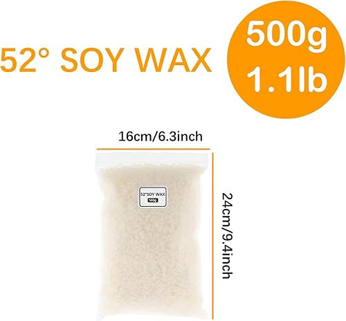 Miniatura 2 de Cera de soja natural de 52, bolsa de 17.64 oz1.1 libras, color blanco, copos de cera, suministros de fabricación de velas de soja prémium para hacer