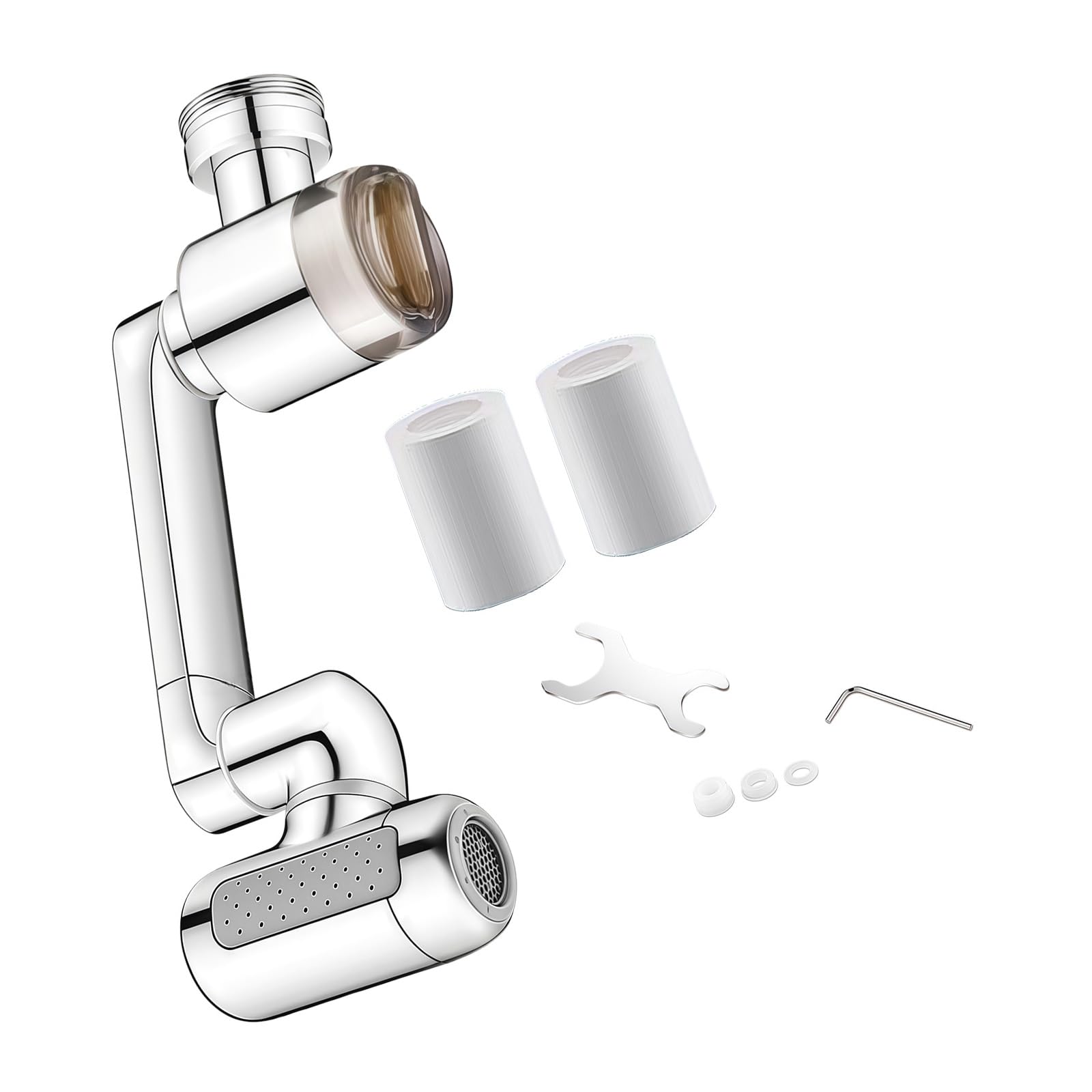 Sink Water Faucet Aerator Extension 1080°Swivels Faucet Extender with Filter, Kitchen Bathroom Faucets Extender 4 Mode for Bathroom Sink