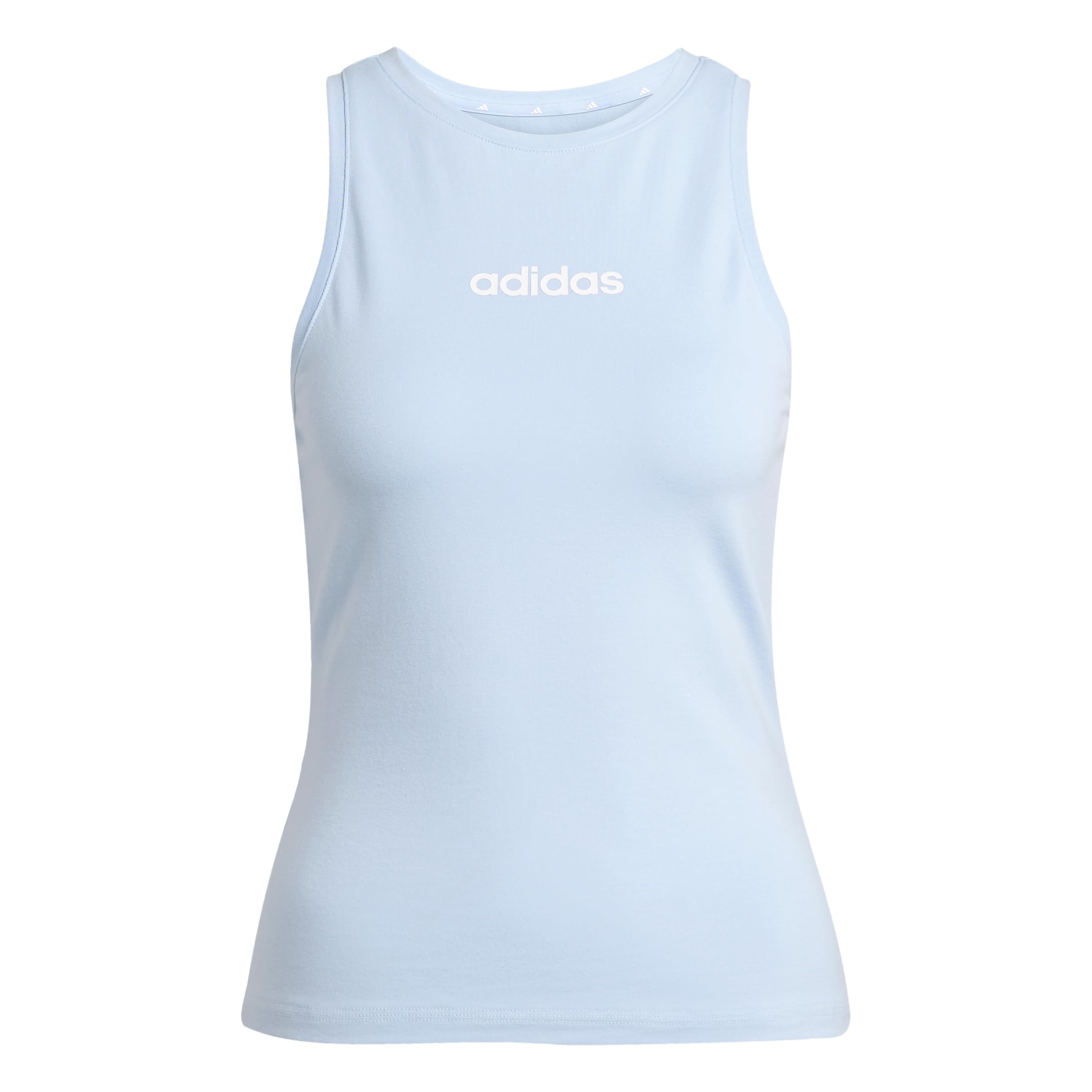 Adidas Femme Essentials Linear Slim Cotton Tank, Glow Blue/White, S