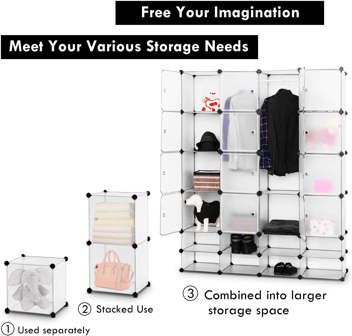 Examples of DIY modular configurations for the storage organizer.