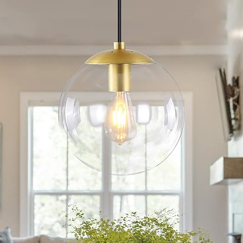 Miniatura 8 de KoKo&Yukina Iluminación colgante de globo para isla de cocina, lámpara colgante moderna de mediados de siglo con globo transparente, luces de techo