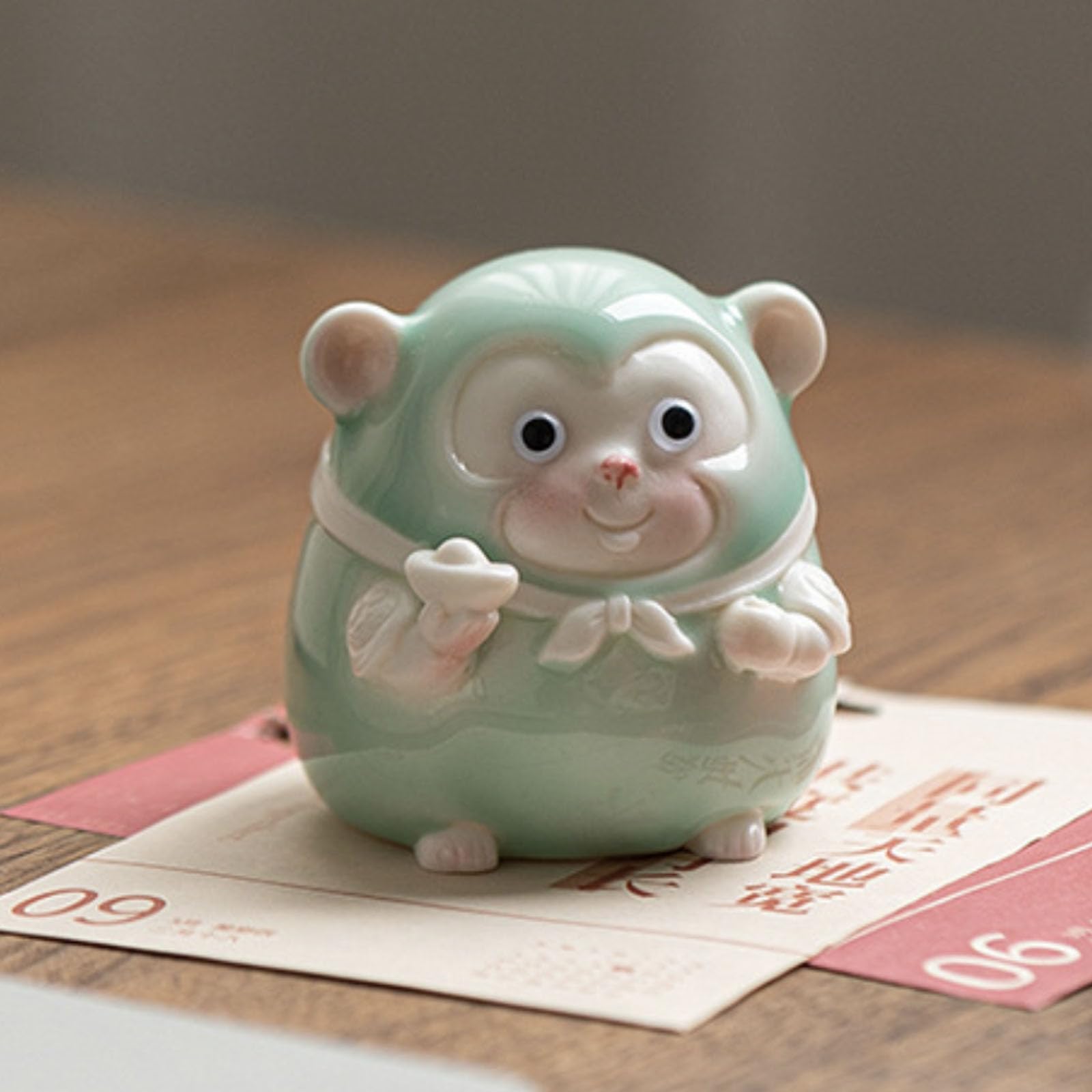 Mini Monkey Figurines Cute Ceramic Monkey Statue,Monkey Sculpture Ornaments for Desktop Decor Small Animal Statue Home Decorations