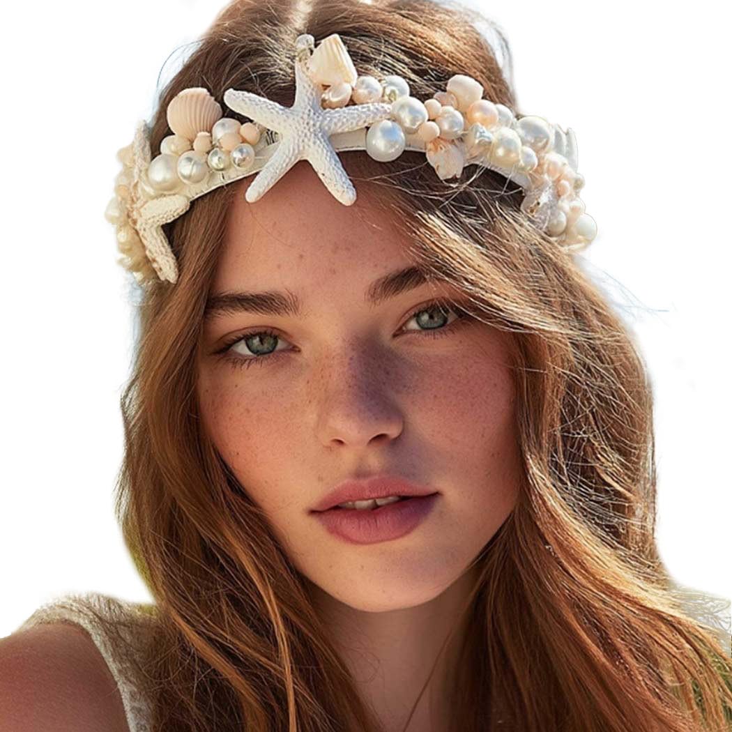 Mermaid Seashell Headband Starfish Crown Headpiece Under the Sea Hair Accessories for Women - Image 8