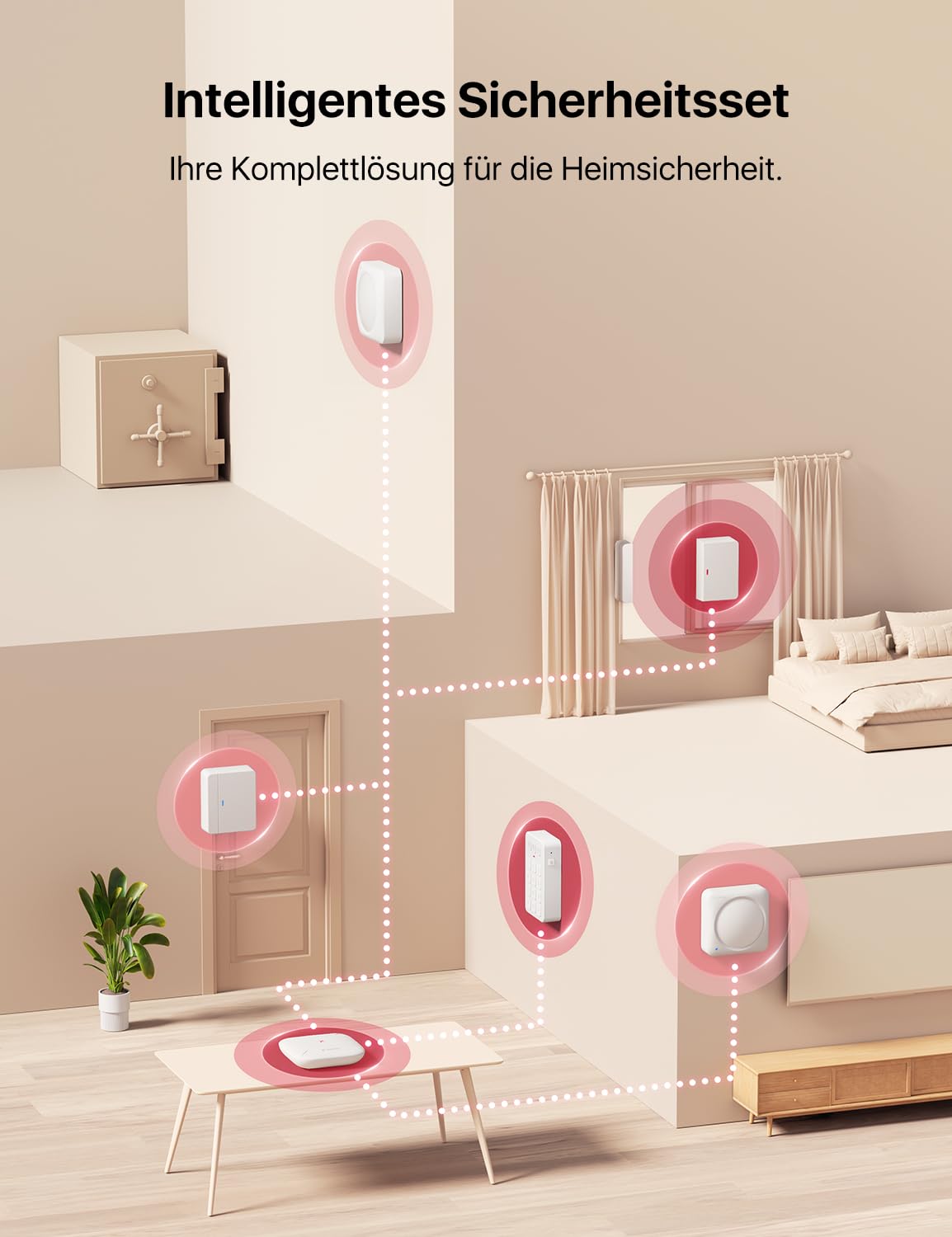X-Sense Smart Home Sicherheitssystem AS12, Alarmanlage für Tür und Fenster, Codeschloss für die Haustür mit App, funktioniert mit Alexa, Tür- und Fenstersensoren, Bewegungsmeldern, Smart Home Keypad