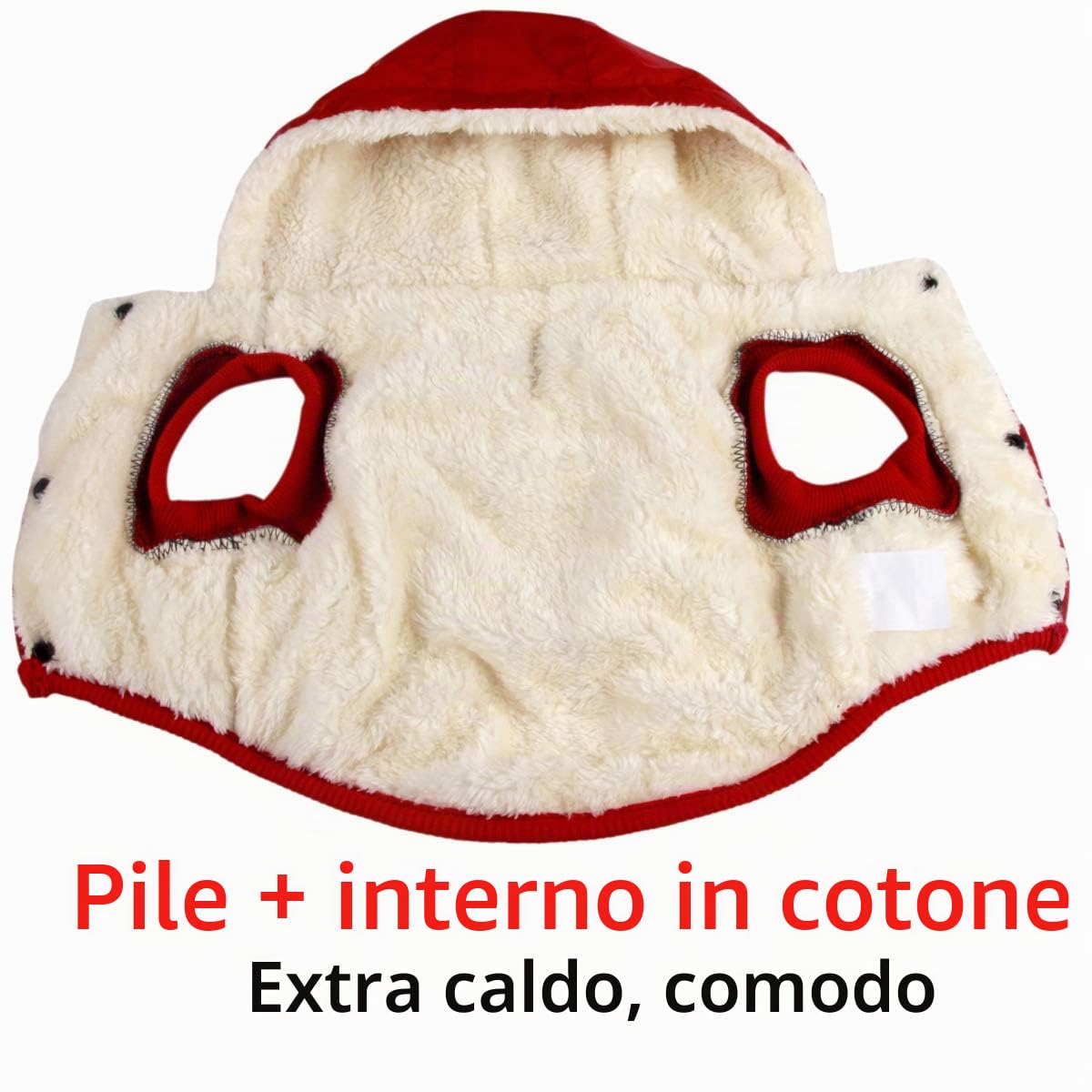 JoyDaog - Cappottino invernale per cani, con cappuccio, caldo, foderato in pile, per cani di taglia piccola (rosso M)