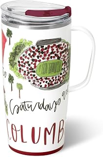 Swig Life 22oz Travel Mug, Insulated Tumbler with Handle and Lid, Travel Coffee Mug, Cup Holder Friendly, Stainless Steel 22 oz Tumbler, Reusable Insulated with Lid (Saturdays in Columbia SC)