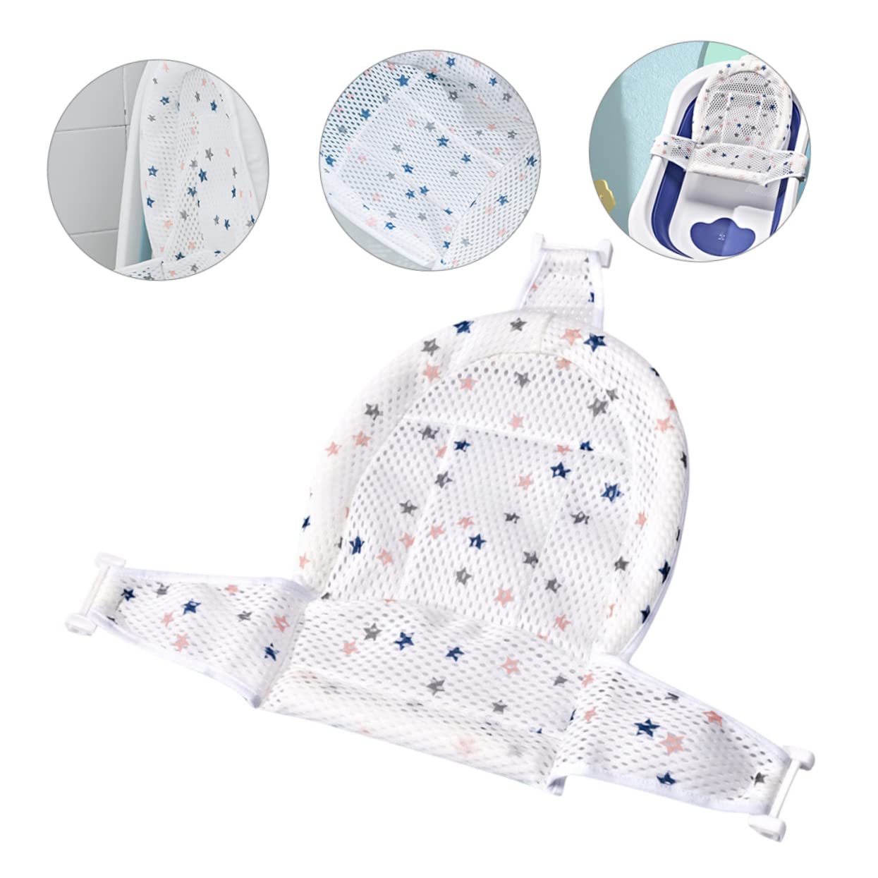 Baby Bath Seat Support Net Three-Point Buckle Design