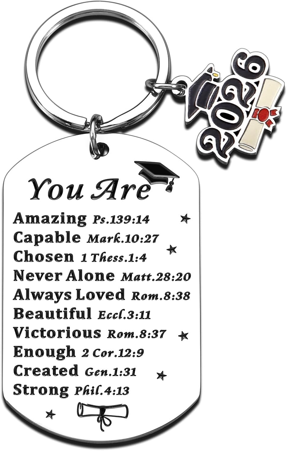 5th 8th Grade Graduation Gift for Her Him, High School College High School Graduations Keychain for Boys Girls, Class of 2026 Senior Gifts, Motivational Christian Baptism Graduation Gift