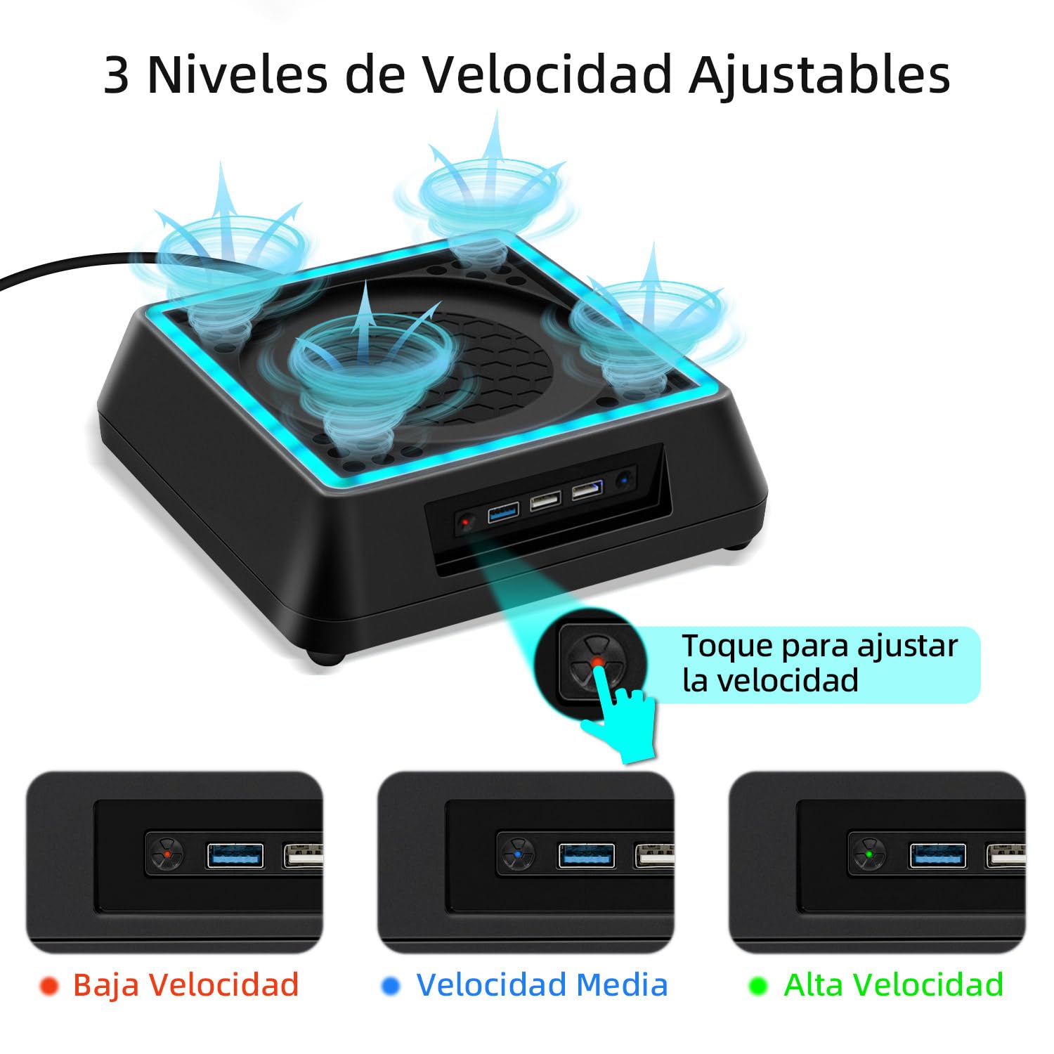 Mcbazel Xbox Series X Soporte de refrigeración con luz RGB/ Función de refrigeración ajustable/ Indicador LED / Puertos USB 3.0 /USB 2.0