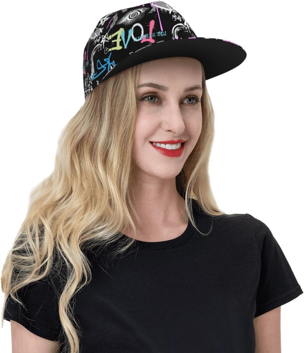 Graffiti Art Baseball Cap,Funny Print Adjustable Flat Bill Brim Cap Hip Hop Hat Baseball Cap for Men Women - Image 8