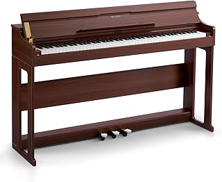 STRICH 88 Keys Digital Piano, Hammer-Action Fully Weighted Keyboard, Cover Designed Electric Piano Keyboard with Furniture Stand, Headphones, Three Pedal, Brown, SDP-400