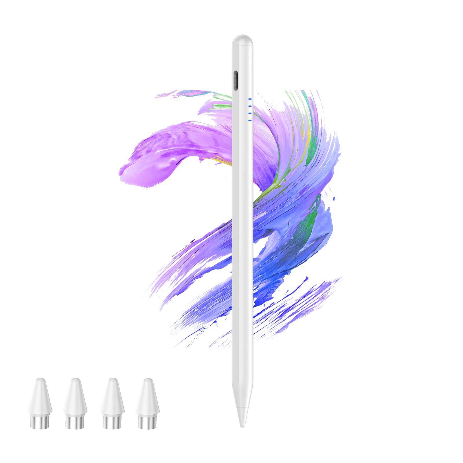 Stylus Pen for Android Touchscreen with 4 POM Tips, Kenkor Active Digital Stylus Pens for iPhone, Magnetic Tablet Pen Compatible with iPhone/Samsung/Huawei/Vivo Writing & Drawing - White