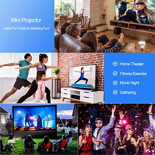Ysametp Mini Projector, 1080P Full HD Supported 180” Screen Video Projector, 11000Lux Home Theater Movie Projector… - Image 8