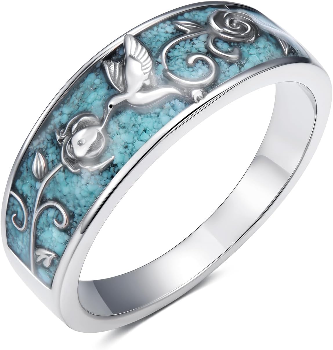 WINNICACA Turquoise Rings for Women 925 Sterling Silver Promise Engagement Statement Boho Vintage Finger Antique Turquoise Ring Jewelry Gift For Women Christmas Birthday