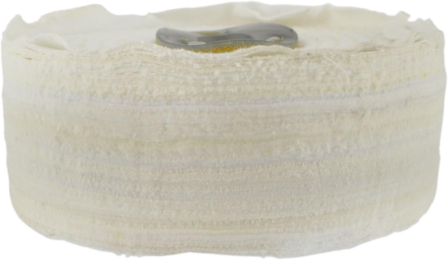 White Close Stitched Metal Polishing Buffing Mop 6" x 2" 4 section 2nd Stage