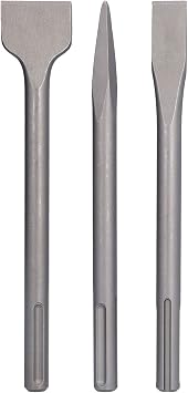 3Pcs SDS Chisel Set, Thinset Scraping Bit Thinset Scaling Chisel Point Chisel Flat Chisel Wide Chisel SDS Chisel Bits for Hammer Drills Tile Removal(SDS Max)