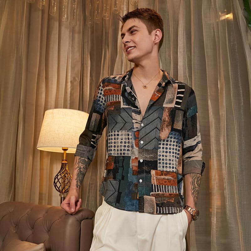 Image of CAHOOT Men's Shirt for Casual Wear | Spread Collar | Long Cuffed Sleeves | Button Closure | Shirt Crafted with Comfort Fit for Everyday Wear